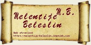 Melentije Beleslin vizit kartica